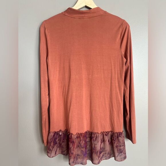 4/$25 Logo Lori Goldstein Terra cotta lightweight cardigan Lagenlook layered - Picture 2 of 7
